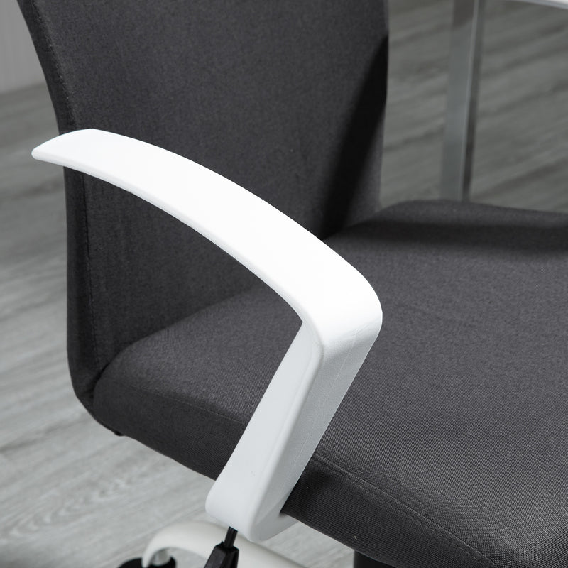 Sedia da Ufficio Ergonomica Girevole 61x61x89-99 cm in Poliestere Effetto Lino Grigio Scuro 