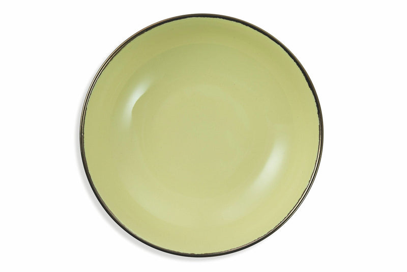 Set 6 Piatti Fondi Ø20,5x5,3 cm in Gres Villa d'Este Home Tivoli Royal Light Giallo Chiaro