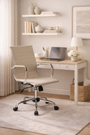 Poltrona da Ufficio Direzionale Dallas con Braccioli 54x62x92-102 cm in Pelle Sintetica Tortora      