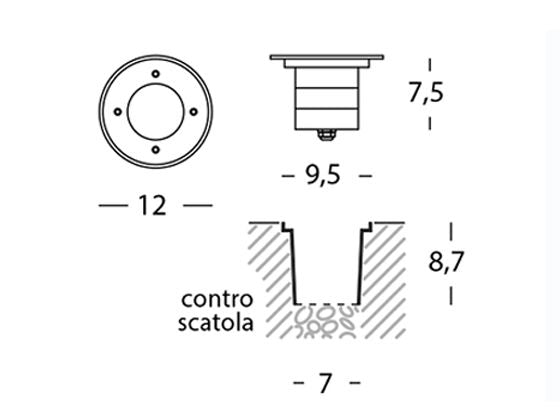 Faretto Segnapassi Calpestabile da Esterno a LED 5W Ø12 Sovil Texas Acciaio