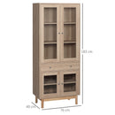 Credenza 1 Cassetto 4 Ante in Vetro 76x40x183 cm in Legno Naturale