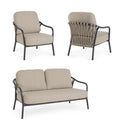 Set 3 Pezzi Salotto da Giardino con Divano 2 Poltrone in Alluminio e PP Edvige Antracite 