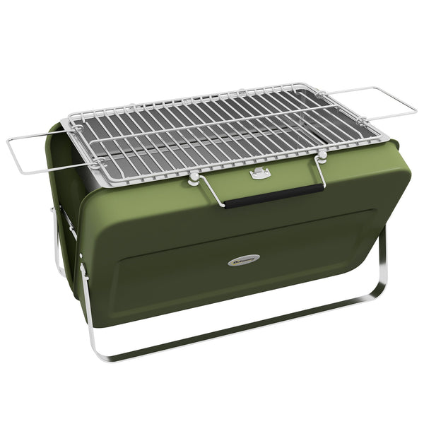 Barbecue Portatile e Pieghevole a Valigetta 47x30x28 cm a Carbonella Verde sconto
