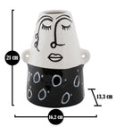 Vaso Thinking Face 16,2x13,3x21 cm in Porcellana Bianco e Nero