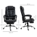 Sedia Poltrona da Ufficio Presidenziale 64.5x69x109-117 cm in Similpelle Nero