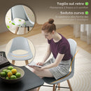 Set 2 Sedie da Pranzo in Stile Nordico con Schienale Curvato in Plastica e Legno Grigio 