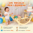 Arco Montessori per Bambini 2-4 Anni Convertibile in Dondolo 110x52x45 cm in Legno color Legno      
