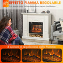 Camino Elettrico da Pavimento 1800W con Fiamma a 3 Intensità e Telecomando 117x30x100 cm Bianco 