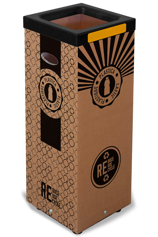 sconto Pattumiera Per Raccolta Rifiuti 38x38xh80 cm in Cartone Con Stampa Grafica Plastica Beige