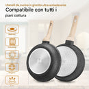 Batteria Pentole 15 Pezzi con Accessori e Coperchi in Alluminio Pressofuso Nero      
