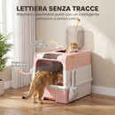 Lettiera per Gatti Chiusa 48x35x36 cm con Vassoio Estraibile Paletta e Deodorante in PP e ABS Rosa      