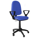 Sedia Poltrona Operativa da Ufficio in Tessuto Blu con Ruote e Braccioli