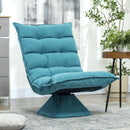 Poltrona Relax Girevole 62x70x95 cm con Schienale Regolabile in 5 Posizioni Effetto Velluto e Acciaio Blu      