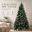 Albero di Natale Innevato Tirolese 180 cm Foltissimo con Pigne Bianco      