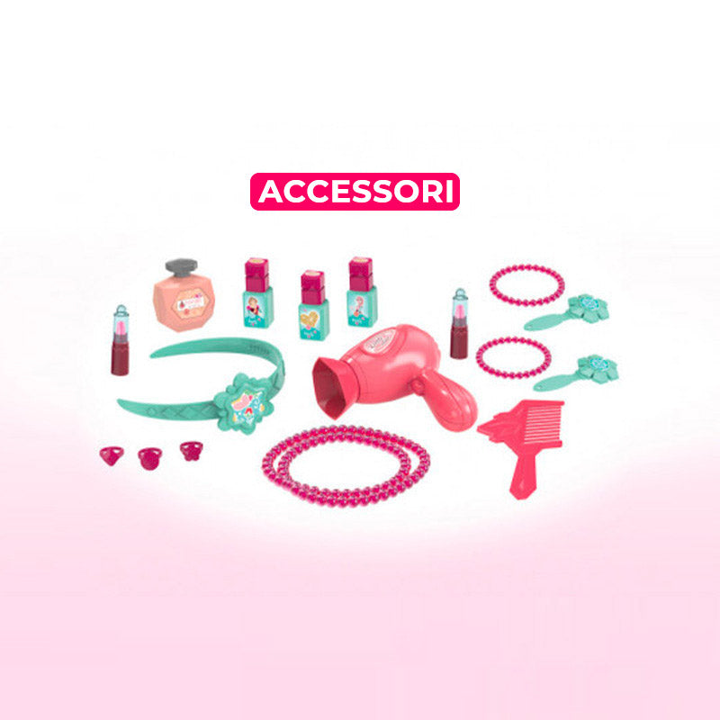 Specchiera Giocattolo per Bambini 78x51x34 cm con Luci Suoni e Accessori  Rosa