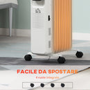 Stufa Termosifone ad Olio 42,5x24x63 cm 2180W 9 Elementi Bianca
