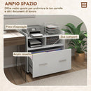 Mobile Archivio da Ufficio 76L x 40P x 75,5A cm con Ruote e Ripiano Aperto Ampio Cassetto in Trcuciolato Bianco      