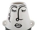 Vaso Thinking Face 16,2x13,3x21 cm in Porcellana Bianco e Nero