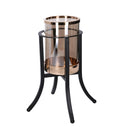 Portacandele metallo oro nero tondo 1 posto cm Ø21xh28