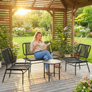 Set 4 Pezzi Salotto da Giardino con Divano 2 Sedie con Tavolino in  Rattan e Metallo Nero      