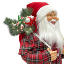 Babbo Natale Pigiama Rosso Scozzese H110 cm con Mini Lucciole e Suoni