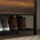 Panca Scarpiera da Ingresso Industriale con Ripiano Nascosto 100x40x50 cm in Truciolato e Acciaio Marrone e Nero