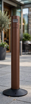 Posacenere a Colonna Ø11,7xh105 cm in Alluminio Verniciato con Contenitore Interno Marrone