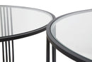 Tavoli da Caffé Dublino Coppia Ø81x47 - 71x43 cm in Ferro e Vetro Nero