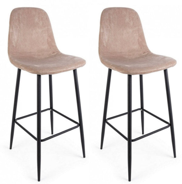 online Set 2 Sgabelli 46x39x103 cm Irelia in Velluto Tortora