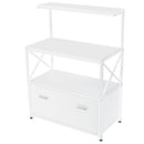 Mobile Multiuso per Stampante 3 Ripiani e 1 Cassetto 80x40x110 cm in MDF Bianco