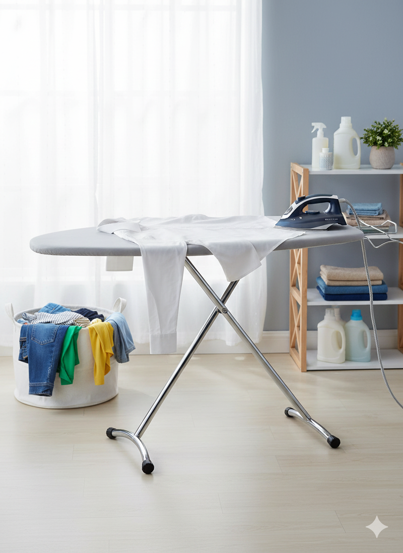 Asse da Stiro Rugby 125x46 cm Salvaspazio Ampia Area Gambe Doppie in Acciaio