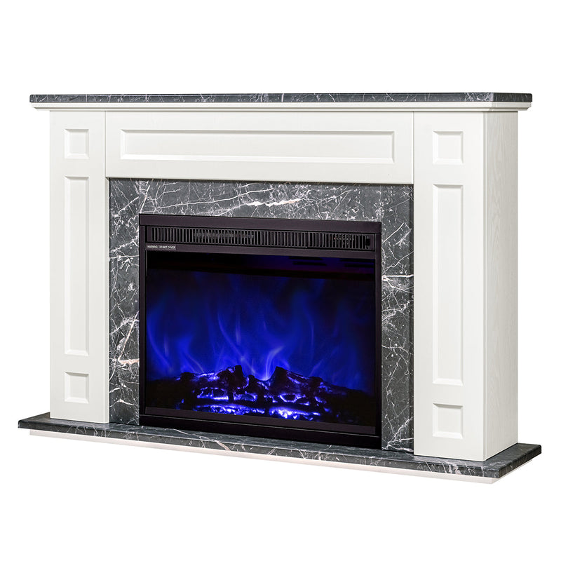 Camino Elettrico da Pavimento 78x115x27 cm Effetto Fiamma 1500W Frida & Lorance Ivory/dark gray