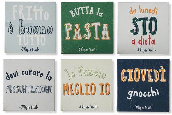 Set mit 6 quadratischen Untersetzern aus Keramik und Kork Villa d'Este Home Tivoli Vipse Dixit online