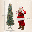 Albero di Natale 210 cm 656 Rami e 300 Luci LED Decorato con 55 Pigne e 55 Grappoli di Bacche Verde e Argento      