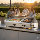 Doppia Piastra di Cottura Ompagrill Plancha Double 0468 Alimentazione a Gas GPL con Accensione Piezoelettrica in Acciaio Inox e Ghisa