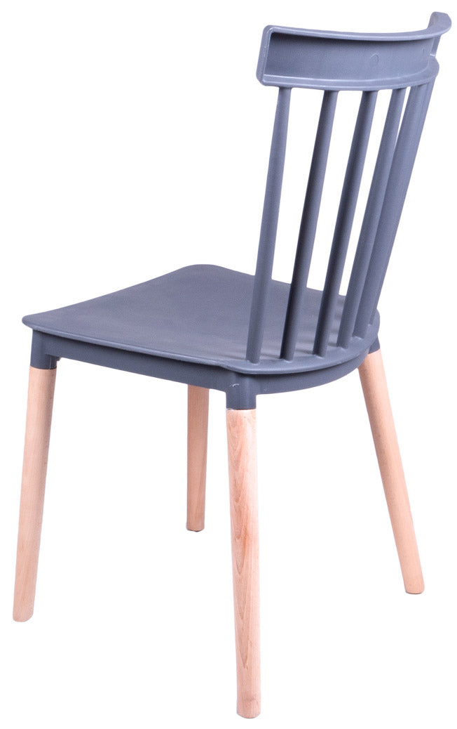 Sedia da Giardino in Polipropilene e Faggio Vandi Grigio Scuro