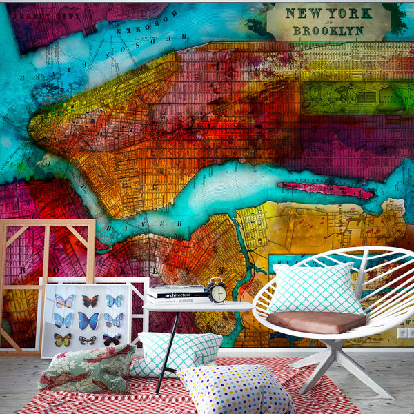 Fototapete - Norden von New York City - Kartentapete Erroi sconto