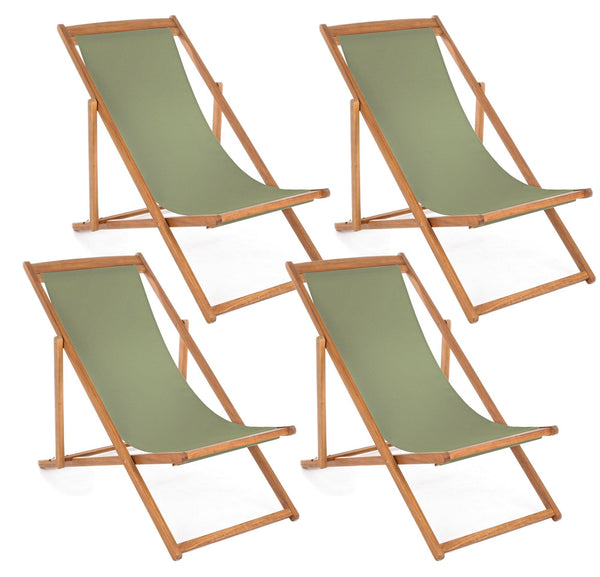 Set 4 Sedie Sdraio Reclinabile Pieghevole 60x106x88 cm in Legno Relax Noemi Muschio acquista