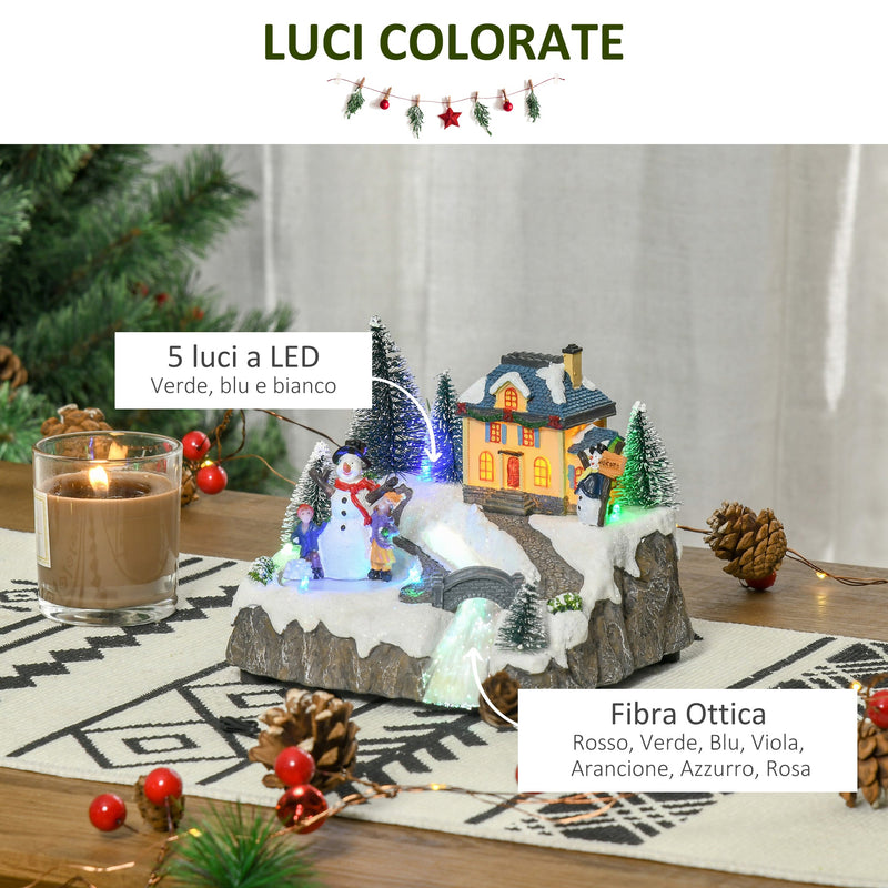 Villaggio Natalizio Luminoso con Movimento e Luci LED Multicolore