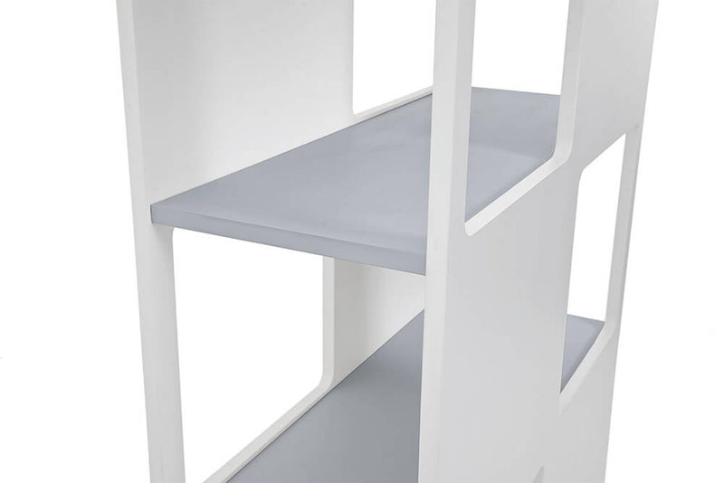 Libreria 8 Fori 78x32x160cm in MDF TFT  Oblò Bianco Opaco e Grigio Chiaro