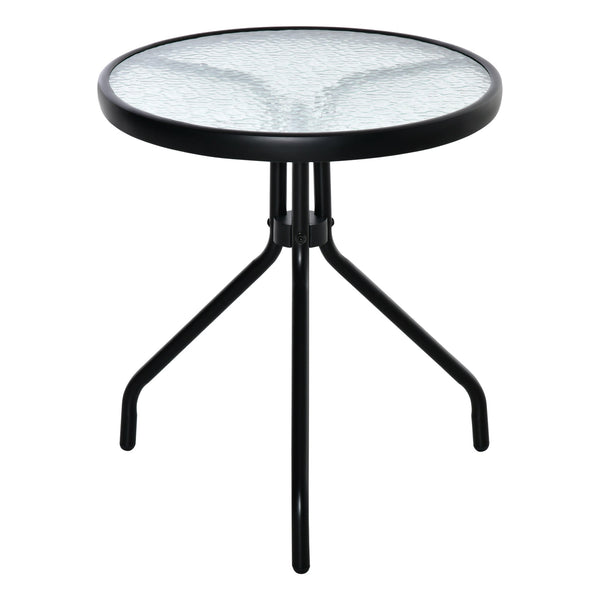 acquista Garten-Couchtisch Ø50x55 cm Glasplatte schwarze Metallstruktur