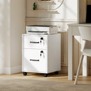 Schedario da Ufficio 40x40x54,1 cm con 2 Cassetti Ruote a Freno in Legno Bianco      