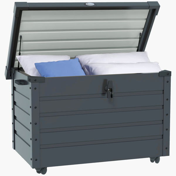 Baule da Giardino 295L con Serratura 120x62x66 cm in Acciaio Zincato Grigio Scuro sconto