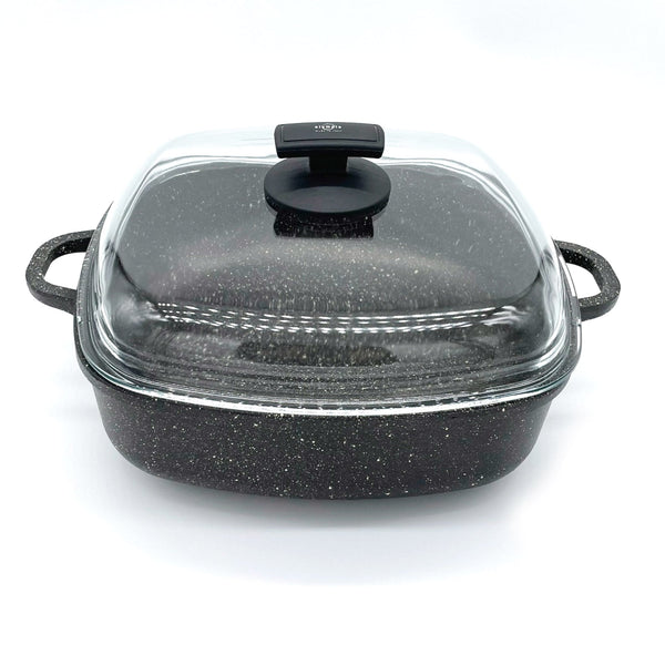 Tegame Quadrato con Coperchio in Vetro Antiaderente 2 Manici 28x28 cm Olympia Hard Cook prezzo