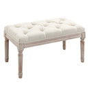 Panca Fondo Letto Imbottita 80x40x41 cm in Legno Ottomana Beige
