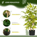 Pianta di Bambù Artificiale Alta 60 cm con Vaso in Cemento Ø15x12,5 cm in Poliestere e PP Verde      