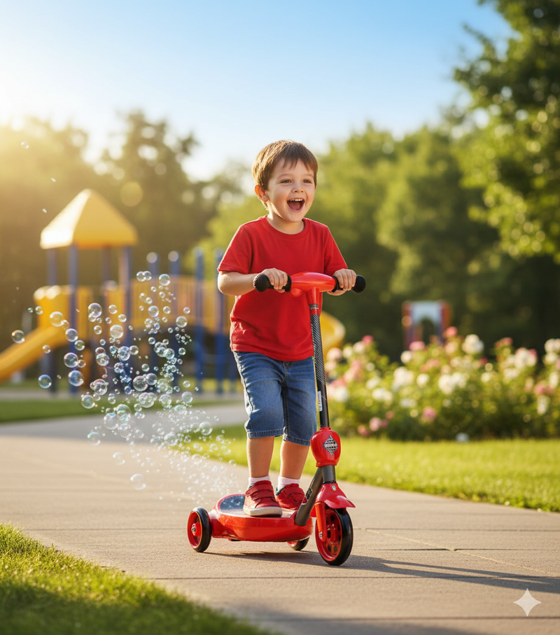 Monopattino Elettrico a Batteria 3 Ruote per Bambini Sparabolle con Licenza Disney Cars