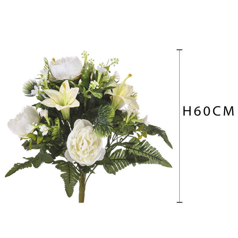 Set 2 Bouquet Artificiale con Peonie Altezza 51 cm Bianco