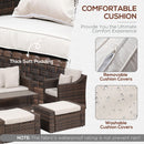 Set Salotto da Giardino Divano 2 Poltrone Tavolino e 2 Poggiapiedi in Rattan Marrone
