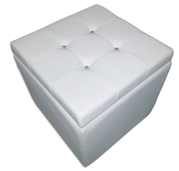 online Cube Pouf Storage aus Kunstleder und weißen Renier-Kristallen